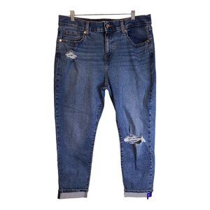 Denizen Levi Jeans Womens Size 10 Blue Boyfriend Distressed Cuff Ankle Hi Rise